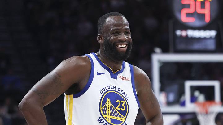 Jan 28, 2026; Salt Lake City, Utah, USA; Golden State Warriors forward Draymond Green (23) reacts after a play against the Utah Jazz during the second half at Delta Center. Mandatory Credit: Rob Gray-Imagn Images