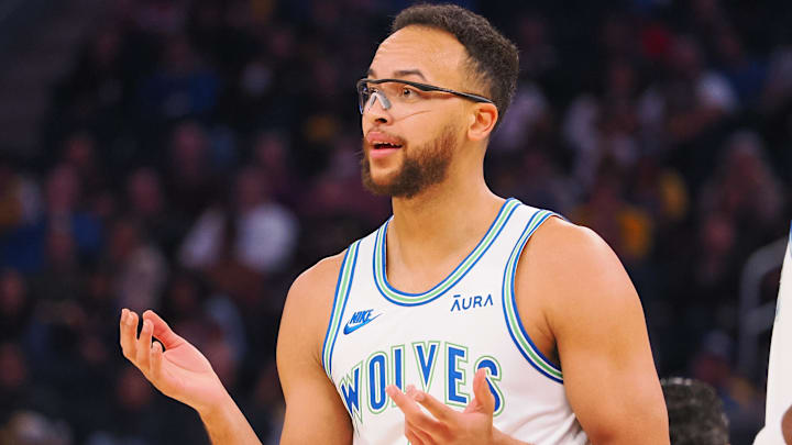 Nov 12, 2023; San Francisco, California, USA; Minnesota Timberwolves forward Kyle Anderson (1) reacts between plays against the Golden State Warriors during the first quarter at Chase Center. Mandatory Credit: Kelley L Cox-Imagn Images Nov 12, 2023; San Francisco, California, USA; Minnesota Timberwolves forward Kyle Anderson (1) reacts between plays against the Golden State Warriors during the first quarter at Chase Center. Mandatory Credit: Kelley L Cox-Imagn Images
