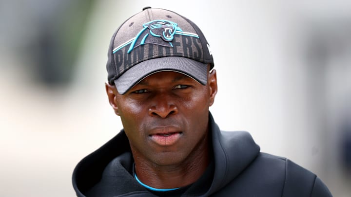 Carolina Panthers defensive coordinator Ejiro Evero