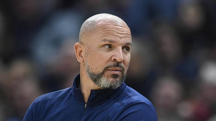 Dallas Mavericks head coach Jason Kidd reacts in the second quarter against the Cleveland Cavaliers at Rocket Mortgage FieldHouse on March 30, 2022.