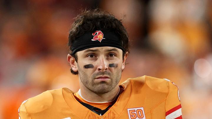 Tampa Bay Buccaneers quarterback Baker Mayfield (6) looks on against the Atlanta Falcons during the fourth quarter Tampa Bay Buccaneers quarterback Baker Mayfield (6) looks on against the Atlanta Falcons during the fourth quarter