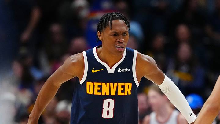 Dec 28, 2024; Denver, Colorado, USA; Denver Nuggets forward Peyton Watson (8) reacts to a basket made in the second half against the Detroit Pistons at Ball Arena. Mandatory Credit: Ron Chenoy-Imagn Images Dec 28, 2024; Denver, Colorado, USA; Denver Nuggets forward Peyton Watson (8) reacts to a basket made in the second half against the Detroit Pistons at Ball Arena. Mandatory Credit: Ron Chenoy-Imagn Images