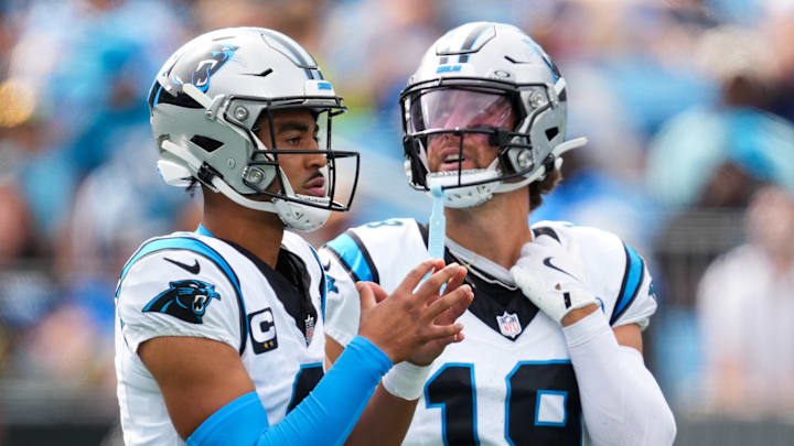 Carolina Panthers quarterback Bryce Young and wide receiver Adam Thielen