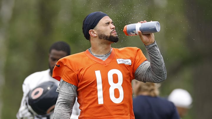 Quarterback Caleb Williams drinks the Chicago Bears' Kool-Aid