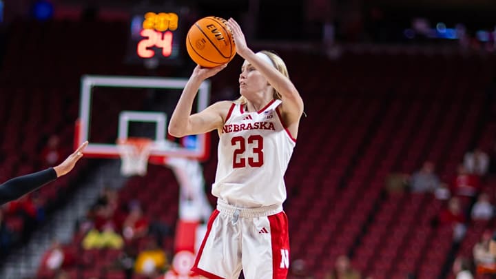 Nebraska guard Britt Prince shoots against Tarleton State.