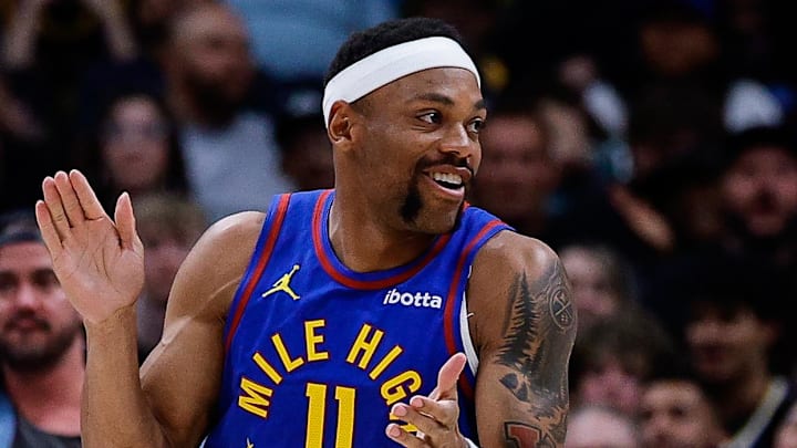Mar 29, 2026; Denver, Colorado, USA; Denver Nuggets guard Bruce Brown (11) reacts after a play in the first quarter against the Golden State Warriors at Ball Arena. Mandatory Credit: Isaiah J. Downing-Imagn Images Mar 29, 2026; Denver, Colorado, USA; Denver Nuggets guard Bruce Brown (11) reacts after a play in the first quarter against the Golden State Warriors at Ball Arena. Mandatory Credit: Isaiah J. Downing-Imagn Images