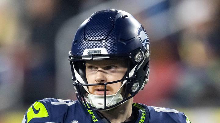 Seattle Seahawks quarterback Sam Darnold watches a play come in