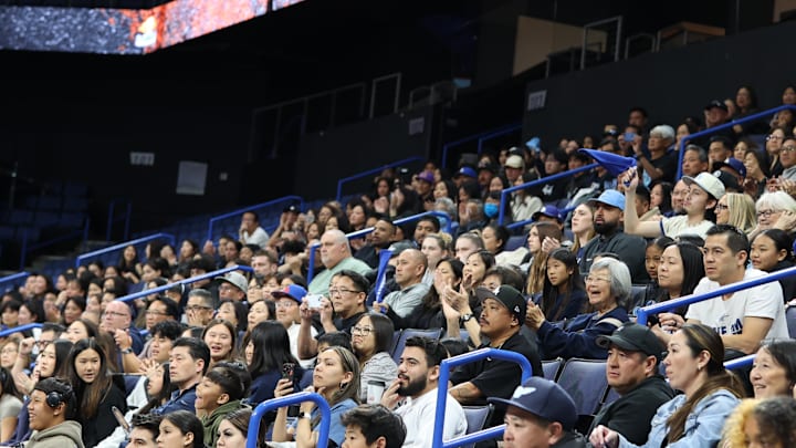Crowd at Toyota Arena in Ontario for girls basketball championships