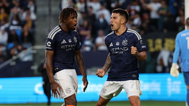 Tayvon Gray and Nicolás Fernández Mercau of NYCFC Tayvon Gray and Nicolás Fernández Mercau of NYCFC