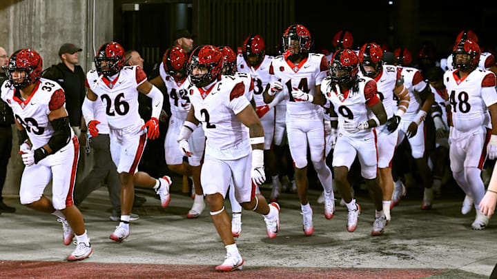 San Diego State Aztecs run onto the field. San Diego State Aztecs run onto the field.