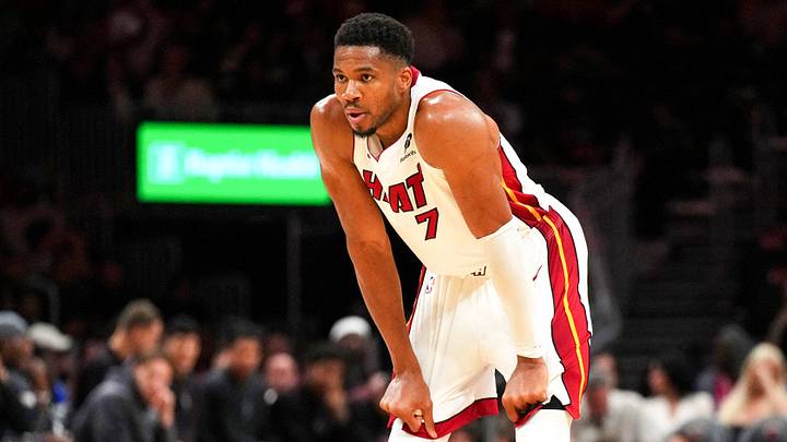 Miami Heat forward Giannis Antetokounmpo (7) takes a moment (Mandatory Credit: Jim Rassol-Imagn Images) Miami Heat forward Giannis Antetokounmpo (7) takes a moment (Mandatory Credit: Jim Rassol-Imagn Images)