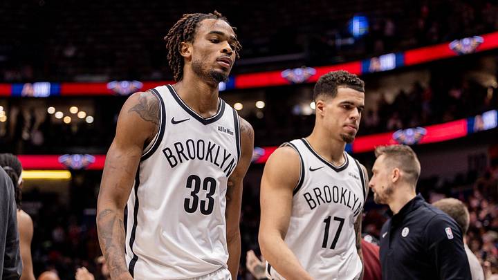 Jan 14, 2026; New Orleans, Louisiana, USA; Brooklyn Nets forward Michael Porter Jr. (17) and center Nic Claxton (33) head to the locker room after the game against the New Orleans Pelicans at Smoothie King Center. Mandatory Credit: Stephen Lew-Imagn Images Jan 14, 2026; New Orleans, Louisiana, USA; Brooklyn Nets forward Michael Porter Jr. (17) and center Nic Claxton (33) head to the locker room after the game against the New Orleans Pelicans at Smoothie King Center. Mandatory Credit: Stephen Lew-Imagn Images
