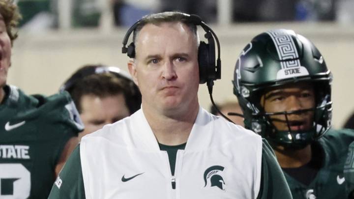 Michigan State head coach Pat Fitzgerald walks the sideline during a game against Nebraska at Spartan Stadium on Saturday, Sept. 26, 2026. Michigan State head coach Pat Fitzgerald walks the sideline during a game against Nebraska at Spartan Stadium on Saturday, Sept. 26, 2026.