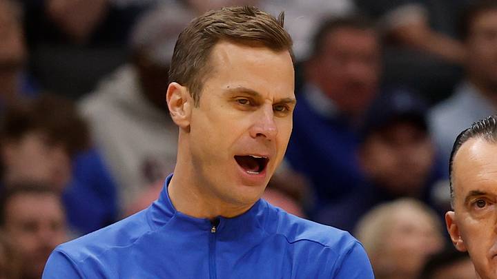 Mar 29, 2026; Washington, DC, USA; Duke Blue Devils head coach Jon Scheyer (L) talks with referee Roger Ayers (R) against the UConn Huskies during an Elite Eight game of the East Regional of the men's 2026 NCAA Tournament at Capital One Arena. Mandatory Credit: Geoff Burke-Imagn Images Mar 29, 2026; Washington, DC, USA; Duke Blue Devils head coach Jon Scheyer (L) talks with referee Roger Ayers (R) against the UConn Huskies during an Elite Eight game of the East Regional of the men's 2026 NCAA Tournament at Capital One Arena. Mandatory Credit: Geoff Burke-Imagn Images