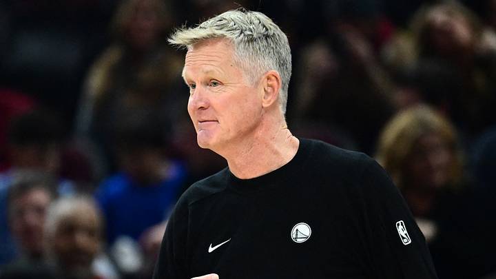 Dec 6, 2025; Cleveland, Ohio, USA; Golden State Warriors head coach Steve Kerr reacts against the Cleveland Cavaliers during the first half at Rocket Arena. Mandatory Credit: Ken Blaze-Imagn Images Dec 6, 2025; Cleveland, Ohio, USA; Golden State Warriors head coach Steve Kerr reacts against the Cleveland Cavaliers during the first half at Rocket Arena. Mandatory Credit: Ken Blaze-Imagn Images