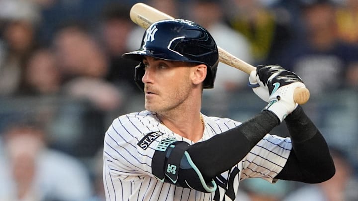 New York Yankees left fielder Cody Bellinger (35) at bat against the Boston Red Sox New York Yankees left fielder Cody Bellinger (35) at bat against the Boston Red Sox