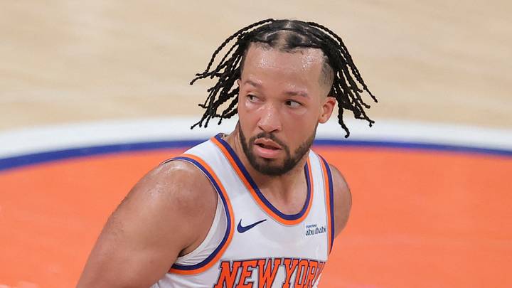 May 19, 2026; New York, New York, USA; New York Knicks guard Jalen Brunson (11) reacts during the fourth quarter of game one of the eastern conference finals during the 2026 NBA playoffs against the Cleveland Cavaliers at Madison Square Garden. Mandatory Credit: Brad Penner-Imagn Images