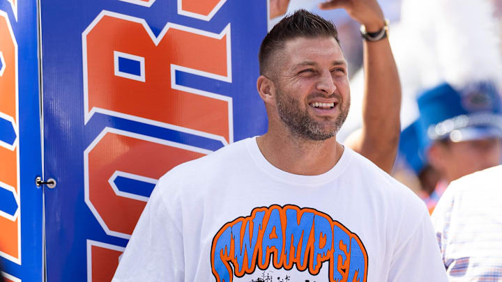 Former Florida Gators quarterback Tim Tebow was a guest for country music star Morgan Wallen's concert in Ben Hill Griffin Stadium. Former Florida Gators quarterback Tim Tebow was a guest for country music star Morgan Wallen's concert in Ben Hill Griffin Stadium.