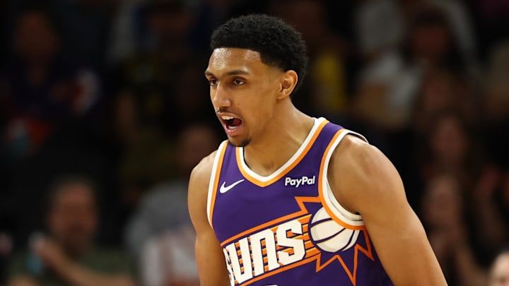 Feb 26, 2026; Phoenix, Arizona, USA; Phoenix Suns forward Ryan Dunn (0) against the Los Angeles Lakers at Mortgage Matchup Center. Mandatory Credit: Mark J. Rebilas-Imagn Images