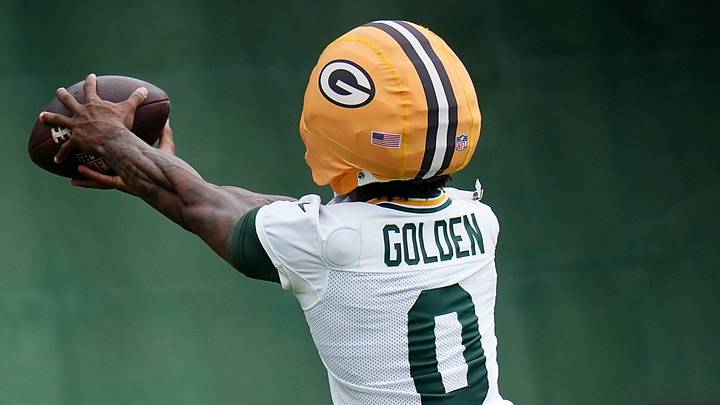 Green Bay Packers receiver Matthew Golden catches a pass during minicamp. Green Bay Packers receiver Matthew Golden catches a pass during minicamp.