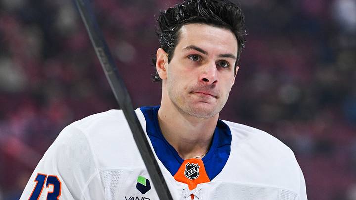 Mar 21, 2026; Montreal, Quebec, CAN; New York Islanders center Mathew Barzal (13) looks on during warm-up before the game against the Montreal Canadiens at Bell Centre. Mandatory Credit: David Kirouac-Imagn Images Mar 21, 2026; Montreal, Quebec, CAN; New York Islanders center Mathew Barzal (13) looks on during warm-up before the game against the Montreal Canadiens at Bell Centre. Mandatory Credit: David Kirouac-Imagn Images