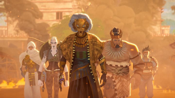 (Center): The Lion (voiced by Cress Williams) in Marvel Studios Television's EYES OF WAKANDA. © 2024 Marvel. All Rights Reserved.