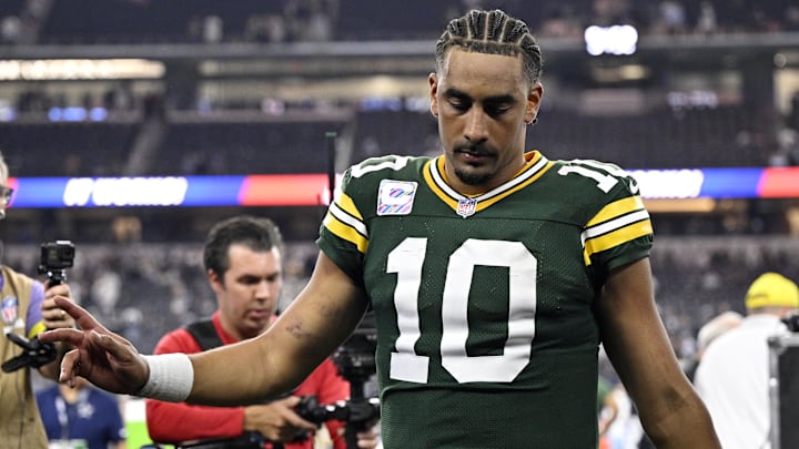 Green Bay Packers quarterback Jordan Love (10) leaves the field after the game against the Dallas Cowboys ended in a tie. Green Bay Packers quarterback Jordan Love (10) leaves the field after the game against the Dallas Cowboys ended in a tie.