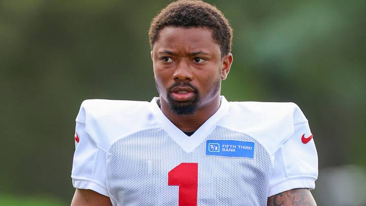 Tampa Bay Buccaneers running back Kenny Gainwell participates in training camp at AdventHealth Training Center. Tampa Bay Buccaneers running back Kenny Gainwell participates in training camp at AdventHealth Training Center.