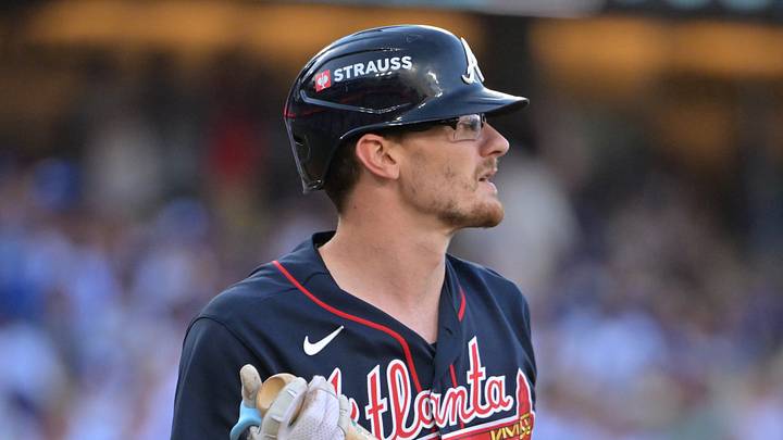 Oct 4, 2026; Los Angeles, California, USA; Atlanta Braves catcher Sean Murphy (12) reacts after striking out with the bases loaded to end the first inning against the Los Angeles Dodgers in game two of the NLDS for the 2026 MLB Playoffs at Uniqlo Field at Dodger Stadium. Mandatory Credit: Jayne Kamin-Oncea-Imagn Images Oct 4, 2026; Los Angeles, California, USA; Atlanta Braves catcher Sean Murphy (12) reacts after striking out with the bases loaded to end the first inning against the Los Angeles Dodgers in game two of the NLDS for the 2026 MLB Playoffs at Uniqlo Field at Dodger Stadium. Mandatory Credit: Jayne Kamin-Oncea-Imagn Images