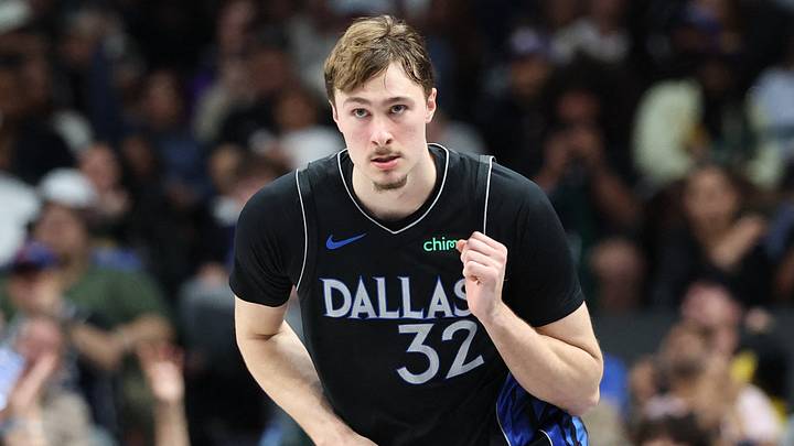 Apr 5, 2026; Dallas, Texas, USA; Dallas Mavericks forward Cooper Flagg (32) reacts after scoring against the Los Angeles Lakers during the second half at American Airlines Center. Mandatory Credit: Kevin Jairaj-Imagn Images Apr 5, 2026; Dallas, Texas, USA; Dallas Mavericks forward Cooper Flagg (32) reacts after scoring against the Los Angeles Lakers during the second half at American Airlines Center. Mandatory Credit: Kevin Jairaj-Imagn Images