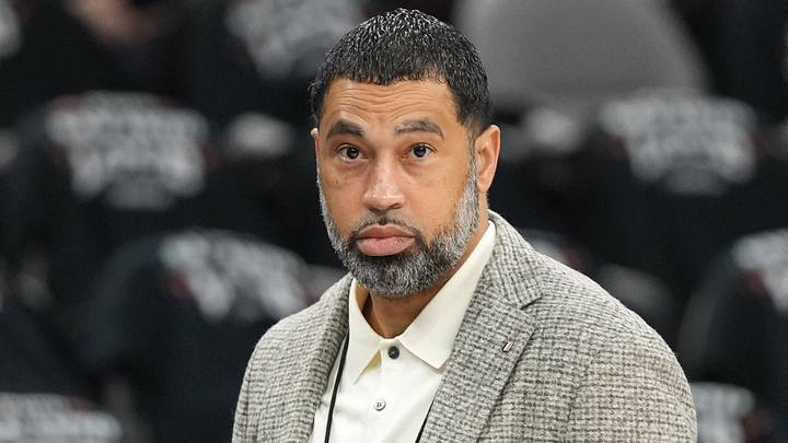 Apr 28, 2026; San Antonio, Texas, USA; San Antonio Spurs general manager Brian Wright before game five of the first round of the 2026 NBA Playoffs against the Portland Trail Blazers at Frost Bank Center. Mandatory Credit: Scott Wachter-Imagn Images Apr 28, 2026; San Antonio, Texas, USA; San Antonio Spurs general manager Brian Wright before game five of the first round of the 2026 NBA Playoffs against the Portland Trail Blazers at Frost Bank Center. Mandatory Credit: Scott Wachter-Imagn Images
