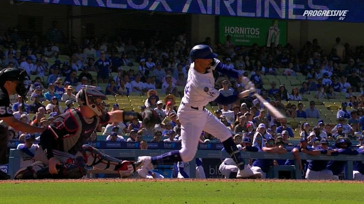 Mookie Betts was bailed out on this checked swing call in the Dodgers' win over the Twins.