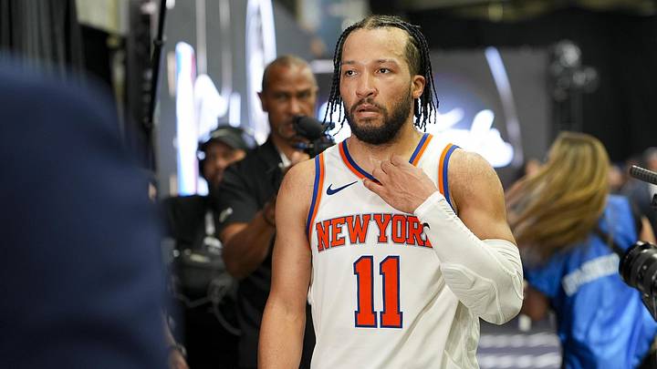 Jun 3, 2026; San Antonio, Texas, USA; New York Knicks guard Jalen Brunson (11) comes off the court after Game 1 of the 2026 NBA Finals at Frost Bank Center.