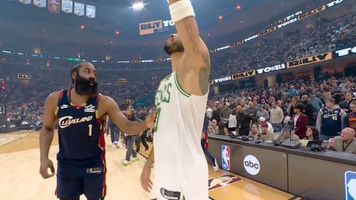 The Celtics would go on to beat the Cavaliers after this sweet moment between the two stars.
