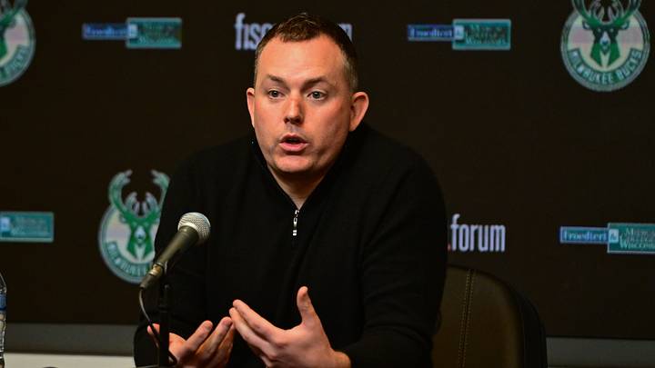 Jan 24, 2024; Milwaukee, Wisconsin, USA; Milwaukee Bucks general manager Jon Horst address the media after head coach Adrian Griffin (not pictured) was dismissed at Fiserv Forum. Mandatory Credit: Benny Sieu-USA TODAY Sports Jan 24, 2024; Milwaukee, Wisconsin, USA; Milwaukee Bucks general manager Jon Horst address the media after head coach Adrian Griffin (not pictured) was dismissed at Fiserv Forum. Mandatory Credit: Benny Sieu-USA TODAY Sports