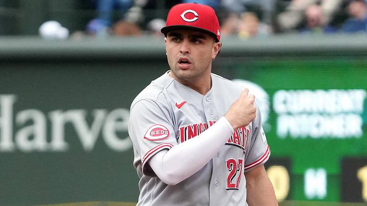 Cincinnati Reds second baseman Sal Stewart (27) gestures