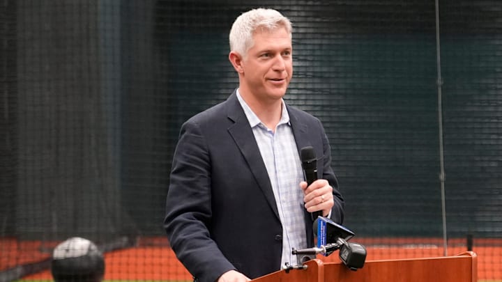 Orioles President of Baseball Operations Mike Elias welcomes the media and VIPs to the new facility. The Baltimore Orioles unveiled their new Player Development Complex to the media on Monday, Feb. 9, 2026. The 47,700 square-foot facility includes indoor batting cages and infield, a biomechanics lab, new outdoor covered batting cages and more fan access areas.