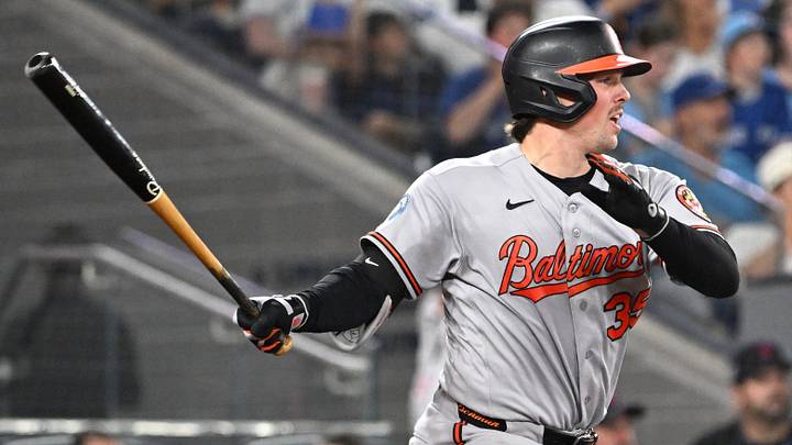 Jun 5, 2026; Toronto, Ontario, CAN; Baltimore Orioles catcher Adley Rutschman (35) hits a two RBI double against the Toronto Blue Jays in the sixth inning at Rogers Centre. Mandatory Credit: Dan Hamilton-Imagn Images Jun 5, 2026; Toronto, Ontario, CAN; Baltimore Orioles catcher Adley Rutschman (35) hits a two RBI double against the Toronto Blue Jays in the sixth inning at Rogers Centre. Mandatory Credit: Dan Hamilton-Imagn Images