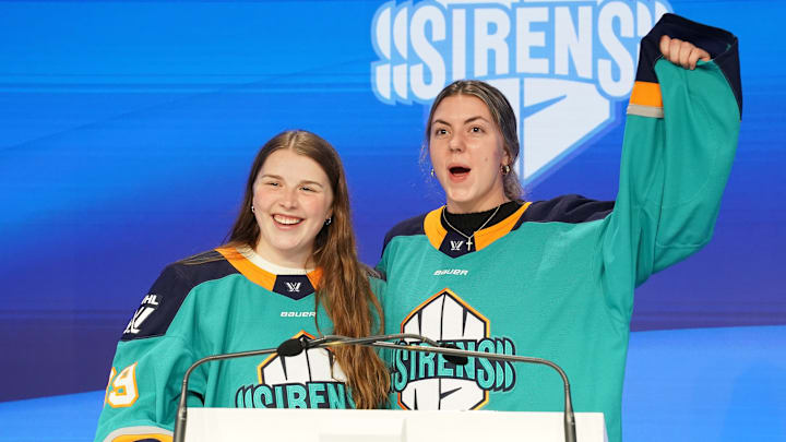 PWHL New York Sirens Goaltenders, Callie Shanahan and Kaley Doyle PWHL New York Sirens Goaltenders, Callie Shanahan and Kaley Doyle