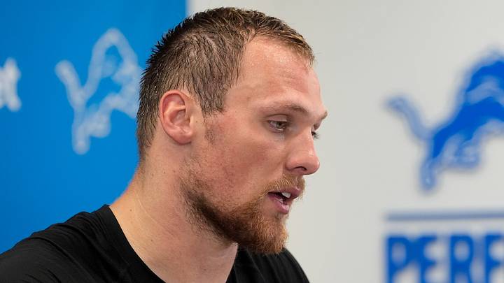 Detroit Lions linebacker Jack Campbell laughs and talks with the media during questions after signing contract extension Detroit Lions linebacker Jack Campbell laughs and talks with the media during questions after signing contract extension