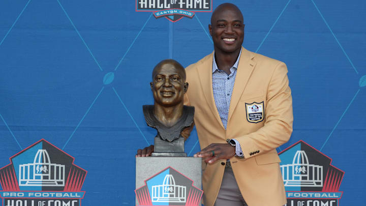 Aug 5, 2023; Canton, OH, USA;  Dallas Cowboys and Denver Broncos former linebacker DeMarcus Ware