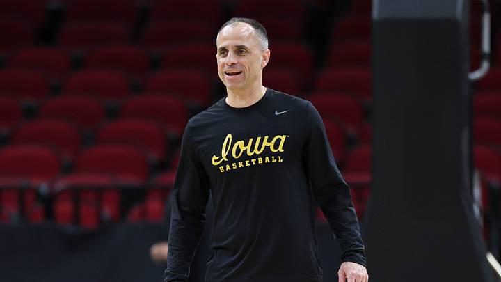 Mar 25, 2026; Houston, TX, USA; Iowa Hawkeyes head coach Ben McCollum during a practice session ahead of the south regional of the men's 2026 NCAA Tournament at Toyota Center. Mandatory Credit: Troy Taormina-Imagn Images Mar 25, 2026; Houston, TX, USA; Iowa Hawkeyes head coach Ben McCollum during a practice session ahead of the south regional of the men's 2026 NCAA Tournament at Toyota Center. Mandatory Credit: Troy Taormina-Imagn Images