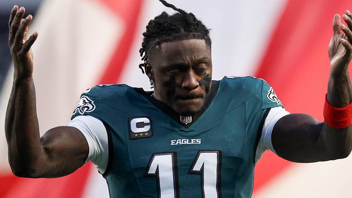 Jan 11, 2026; Philadelphia, PA, USA; Philadelphia Eagles wide receiver A.J. Brown (11) looks on prior to an NFC Wild Card Round game against the San Francisco 49ers at Lincoln Financial Field. Jan 11, 2026; Philadelphia, PA, USA; Philadelphia Eagles wide receiver A.J. Brown (11) looks on prior to an NFC Wild Card Round game against the San Francisco 49ers at Lincoln Financial Field.