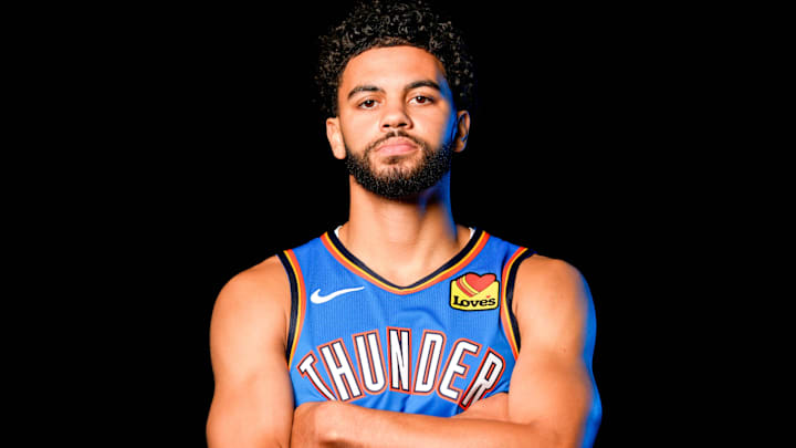 Ajay Mitchell is pictured during the Thunder media day at the Paycom Center in Oklahoma City, on Monday, Sept. 30, 2024. Ajay Mitchell is pictured during the Thunder media day at the Paycom Center in Oklahoma City, on Monday, Sept. 30, 2024.
