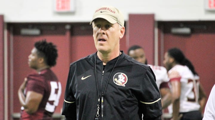 FSU tight ends coach Chris Thomsen at a Tour of Duty conditioning workout on Feb. 13, 2020.

Img 5129