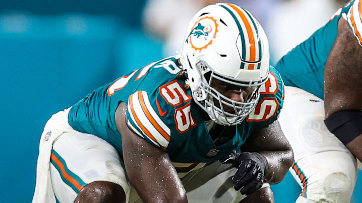 Miami Dolphins center Aaron Brewer