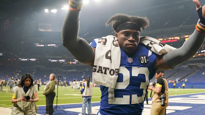 Indianapolis Colts cornerback Kenny Moore II celebrates after the game against the Tennessee Titans.