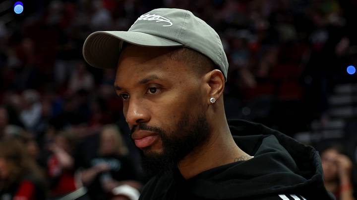 Jul 9, 2026; Portland, Oregon, USA; Damian Lillard attends the game between the Portland Fire and the Las Vegas Aces at Moda Center. Mandatory Credit: Soobum Im-Imagn Images Jul 9, 2026; Portland, Oregon, USA; Damian Lillard attends the game between the Portland Fire and the Las Vegas Aces at Moda Center. Mandatory Credit: Soobum Im-Imagn Images