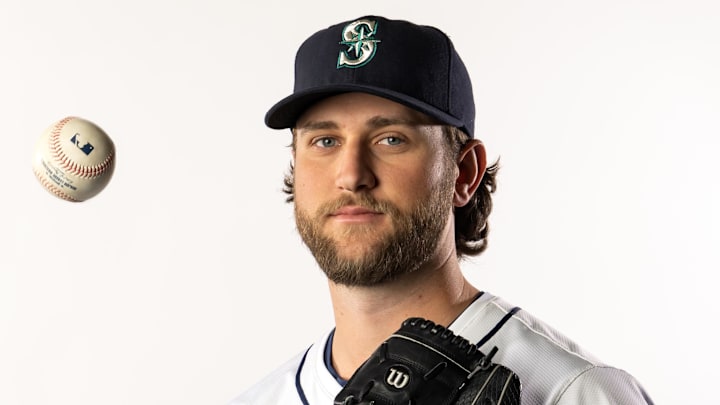 Seattle Mariners pitcher Jackson Kowar poses for a portrait during media day Feb. 20 at Peoria Sports Complex.