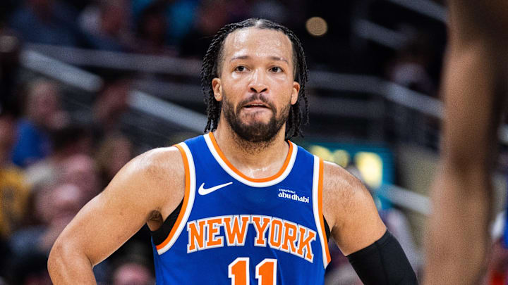 Mar 13, 2026; Indianapolis, Indiana, USA;  New York Knicks guard Jalen Brunson (11) in the second half against the Indiana Pacers at Gainbridge Fieldhouse. Mandatory Credit: Trevor Ruszkowski-Imagn Images